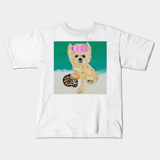 Stylin' Swifty Yorkie & Shell Kids T-Shirt by AmandaAAnthony